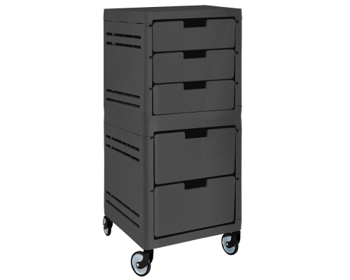 Chest of drawers on 5 drawers on wheels (dark gray)