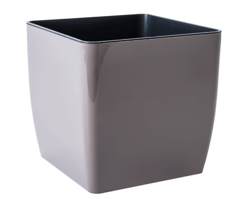 Flowerpot "Quadro" low with insert 16x16x15,5cm (cappuccino)