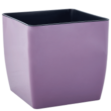 Flowerpot "Quadro" low with insert 16x16x15,5cm (violet)