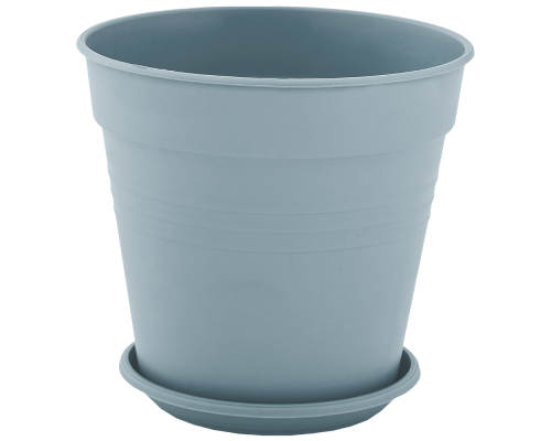 Flowerpot "Gloria" with tray 23,1x22,1cm (gray blue)