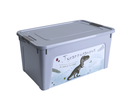 Container "Smart Box" with decor 27L (gray, Dinosaur)