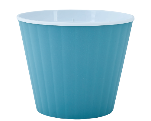 Flowerpot "Ibis" with insert 13,0x11,2cm (gray blue / white)