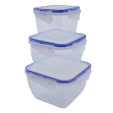Food storage container with clip square set "3 in 1" (transparent)