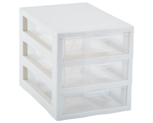 Universal organizer for 3 drawers (white rose / transparent)