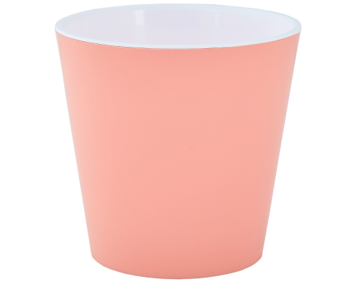 Flowerpot "Deco" with insert 13x12,5cm (apricot / white)