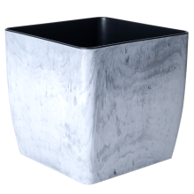 Вазон "Квадро" низький 22*22*21см. Stone (білий мармур)