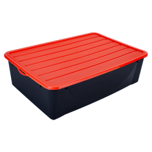 Storage box with lid 22L (black / orange)
