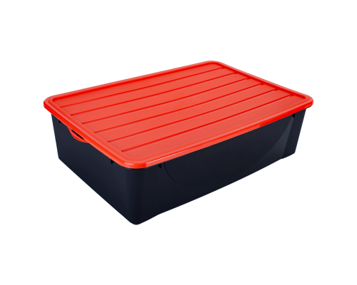 Storage box with lid 22L (black / orange)