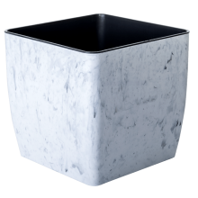 Вазон "Квадро" низький 16*16*15,5см. Stone (білий мармур)