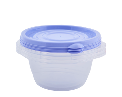 Set of containers "Omega" round 1,75L (3 pcs) (transparent / lilac)