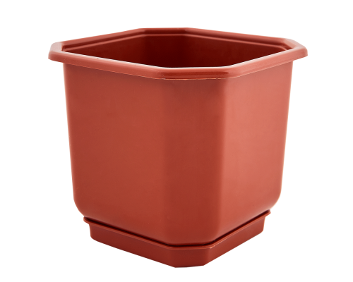 Flowerpot "Dama" with tray 24x24cm (terracotta)