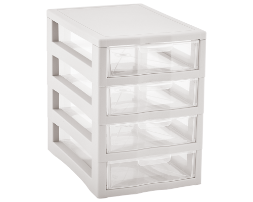 Universal organizer for 4 drawers (white rose / transparent)