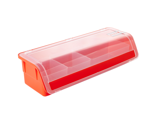 Long storage bin with lid and removable boxes 275x100x70mm (orange)