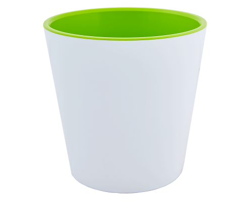 Flowerpot "Deco" with insert 16x15,5cm (white / olive)