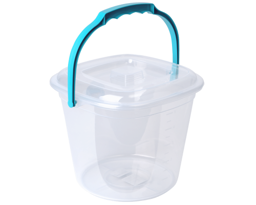 Pail "Smart" with lid 6L (transparent / turquoise)