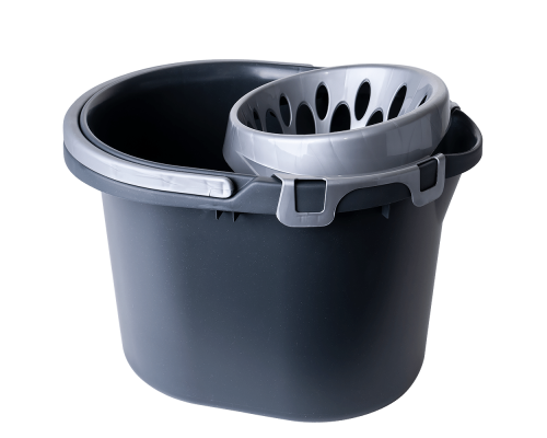 Pail for cleaning 15L with wringer (granite / gray)