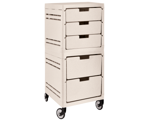 Chest of drawers on 5 drawers on wheels (beige)