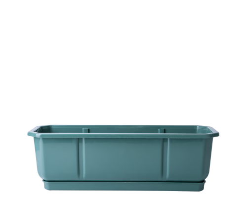 Flowerpot "Dama" with tray balcony 50x18cm (green)