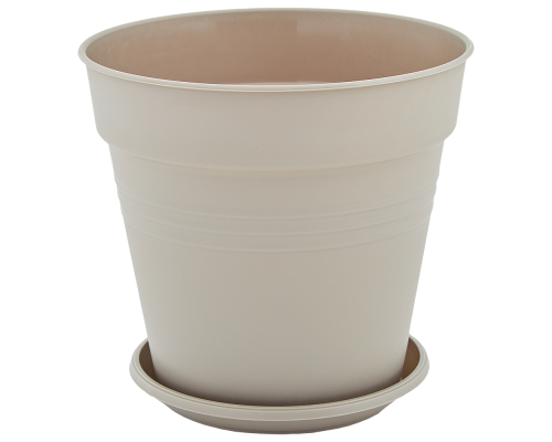 Flowerpot "Gloria" with tray 23,1x22,1cm (cocoa)