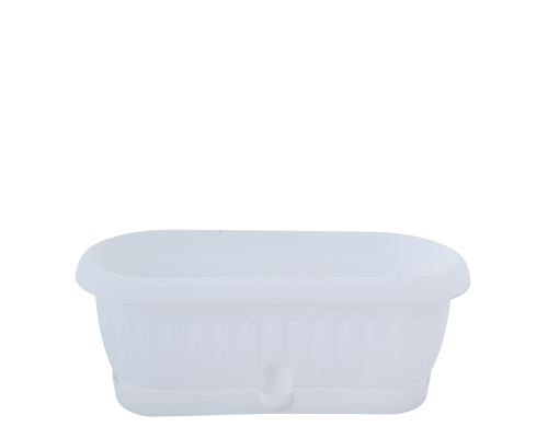 Flowerpot "Terra" with tray cactus 31,5x11,0cm (white)