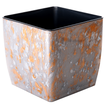 Вазон "Квадро" низький 16*16*15,5см. Stone (срібний опал)