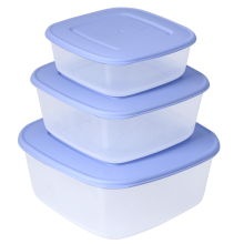 Food storage container square set "3 in 1" (transparent / lilac)