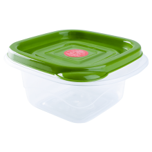 Food storage container "Omega" square 1L (transparent / khaki)