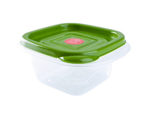 Food storage container "Omega" square 1L (transparent / khaki)