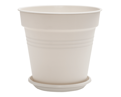 Flowerpot "Gloria" with tray 23,1x22,1cm (white rose)