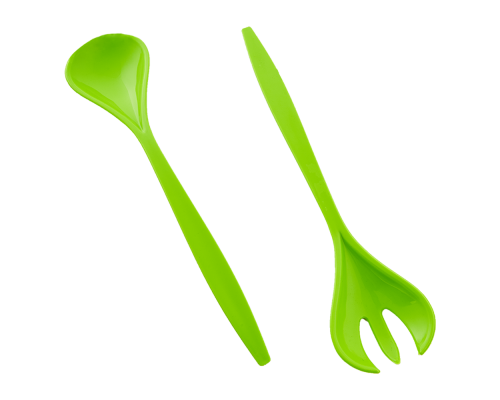 Fork and spoon for salad (olive)