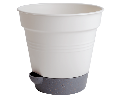 Вазон "Глорія" з поливом 20см. (/біла роза/граніт WOOD)
