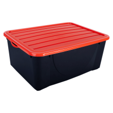 Storage box with lid 9,6L (black / orange)