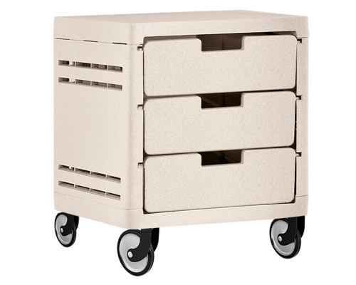 Chest of drawers on 3 drawers on wheels (beige)