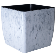 Вазон "Квадро" низький 27*27*26см. Stone (білий мармур)