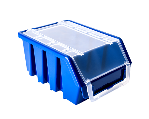 Small parts storage bin with lid 140х105х75mm (blue)