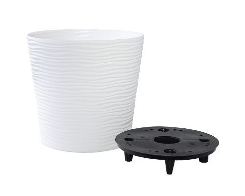 Flowerpot "Fusion" with insert low d12x11cm (white)