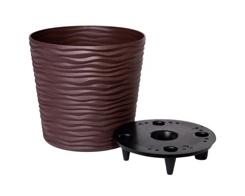 Flowerpot "Fusion" with insert low d12x11cm (mokko)