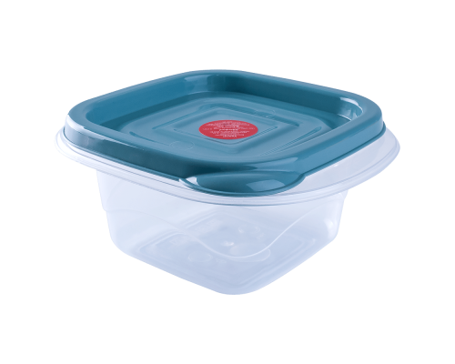 Food storage container "Omega" square 0,45L (transparent / gray blue)