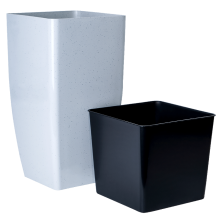 Flowerpot "Quadro" with insert 22x22x41,5cm Stone (light grey concrete)