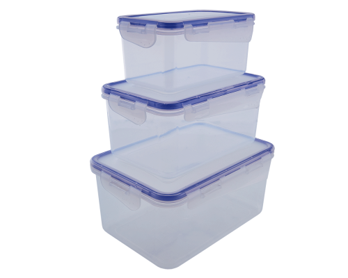 Food storage container with clip rectangular set "3 in 1" (transparent)