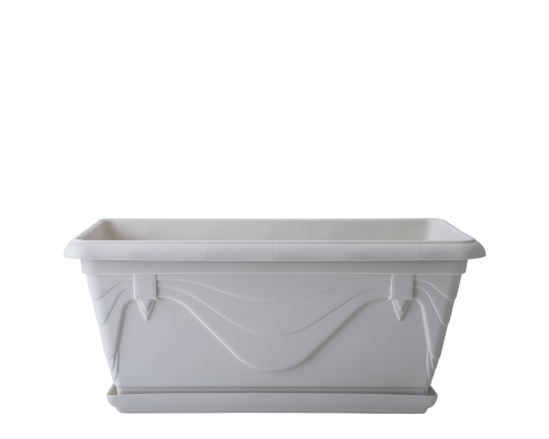 Flowerpot "Petunia" with tray balcony 50,0x26,9cm (white rose)