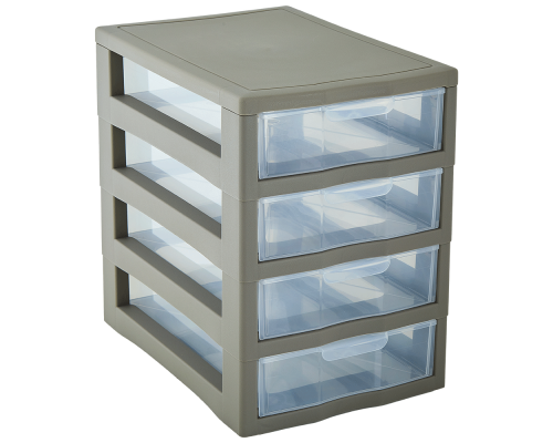 Universal organizer for 4 drawers (cocoa / transparent)