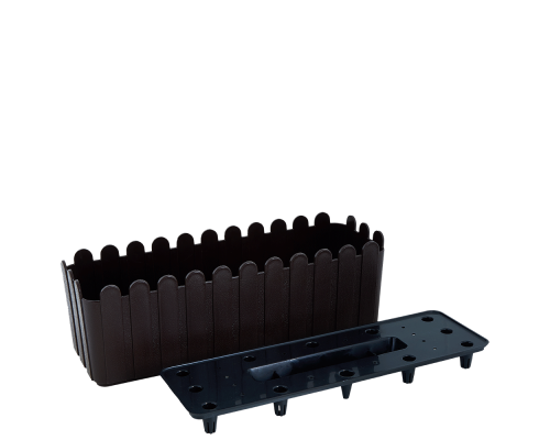 Flowerpot "Fence" balcony with insert 49x16,5cm (dark brown)