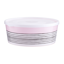 Bowl with lid with decor d17cm (Lines, light pink)