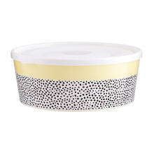 Bowl with lid with decor d17cm (Lines, yellow)