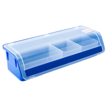 Long storage bin with lid and removable boxes 275x100x70mm (blue)