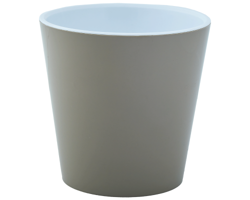 Flowerpot "Deco" with insert 13x12,5cm (cocoa / white)