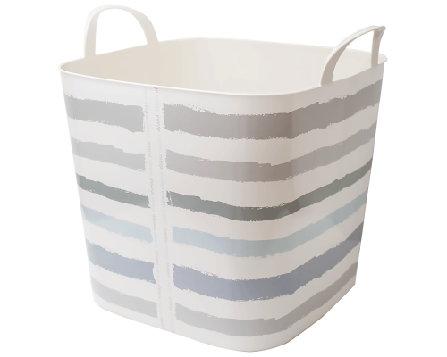 Basket "Practic" with decor (Lines light blue)