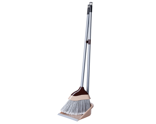 Set of broom and scoop "Euro" (creamy / dark brown)