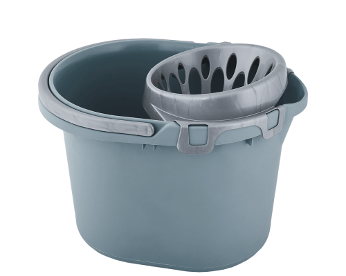 Pail for cleaning 15L with wringer (gray blue / gray)